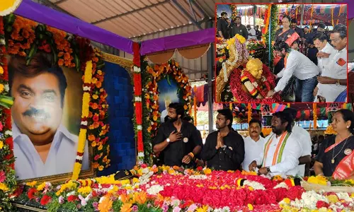 விஜயகாந்த் நினைவிடத்தில் மரியாதை செலுத்திய விஜய் வசந்த் எம்.பி.