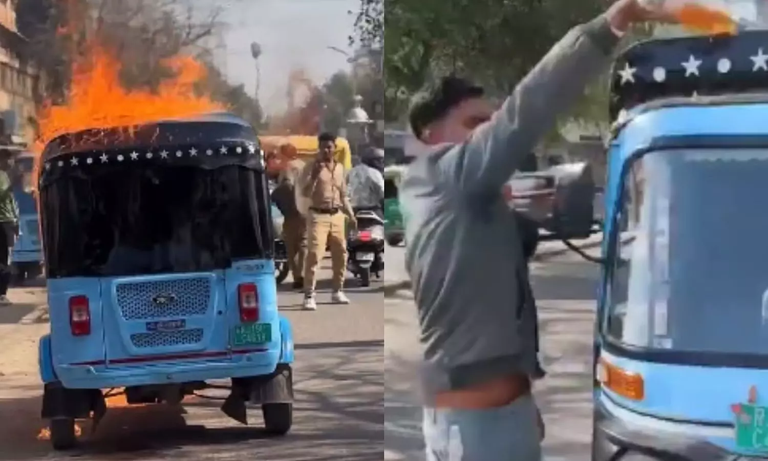 மைலேஜ் கம்மி... ஷோரூம் முன்னாலேயே மின்சார ஆட்டோவை தீ வைத்து கொளுத்திய நபர் - வீடியோ மைலேஜ் கம்மி... ஷோரூம் முன்னாலேயே மின்சார ஆட்டோவை தீ வைத்து கொளுத்திய நபர் - வீடியோ