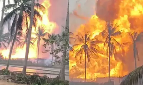 ஆந்திராவில் எண்ணெய் கிணற்றில் எரிவாயு கசிவு, பயங்கர தீவிபத்து  - மக்கள் பீதி