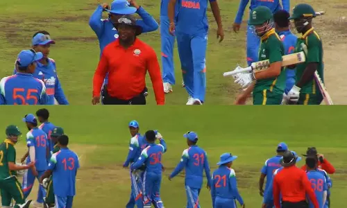 இளையோர் கிரிக்கெட்: தென்ஆப்பிரிக்காவை 233 ரன்கள் வித்தியாசத்தில் வீழ்த்தியது இந்தியா