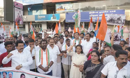 விபி- ஜி ராம் ஜி திட்டம்: மத்திய அரசை கண்டித்து காங்கிரஸ் போராட்டம்