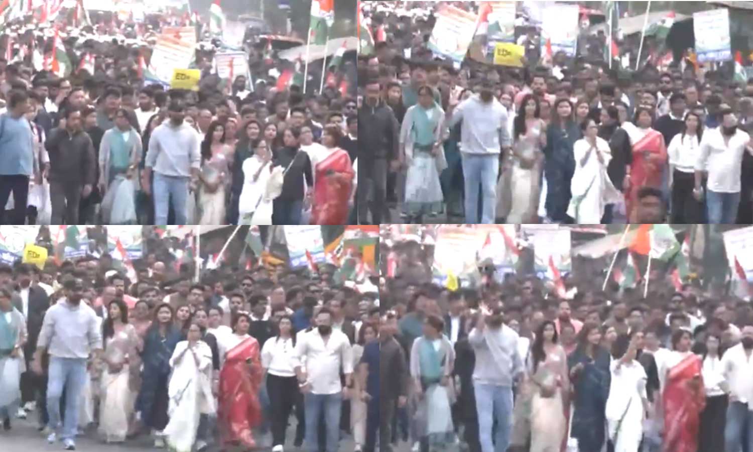 ED சோதனைக்கு கடும் எதிர்ப்பு: வீதியில் இறங்கி போராடிய மம்தா பானர்ஜி