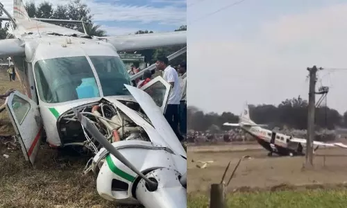 ஒடிசாவில் விபத்தில் சிக்கிய  தனியார் விமானம்.. 6 பேர் காயம்