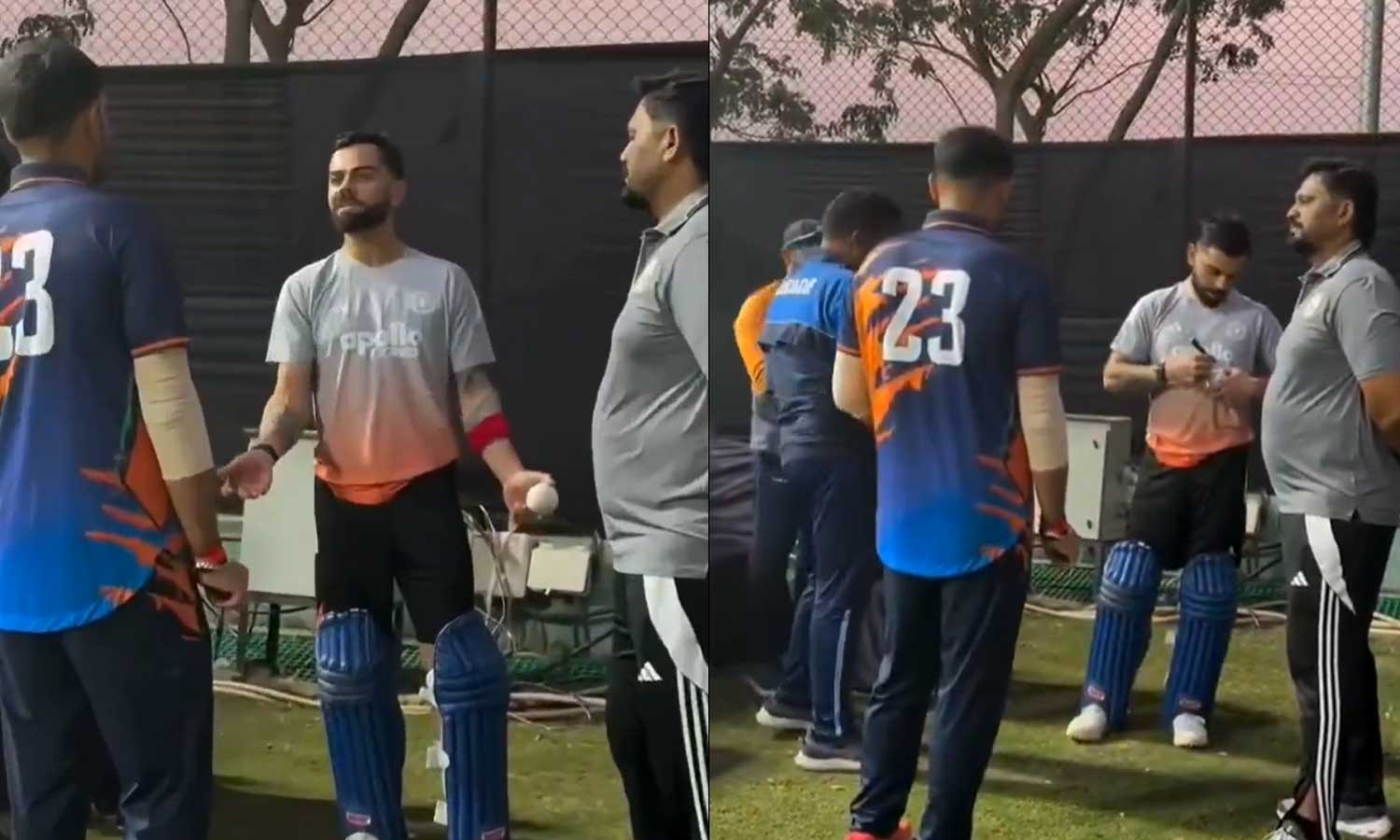 நெட் பவுலர்களுடன் உரையாடிய விராட் கோலி: உத்வேகம் அளிக்கக்கூடிய டிப்ஸ் வழங்கும் வீடியோ வைரல்