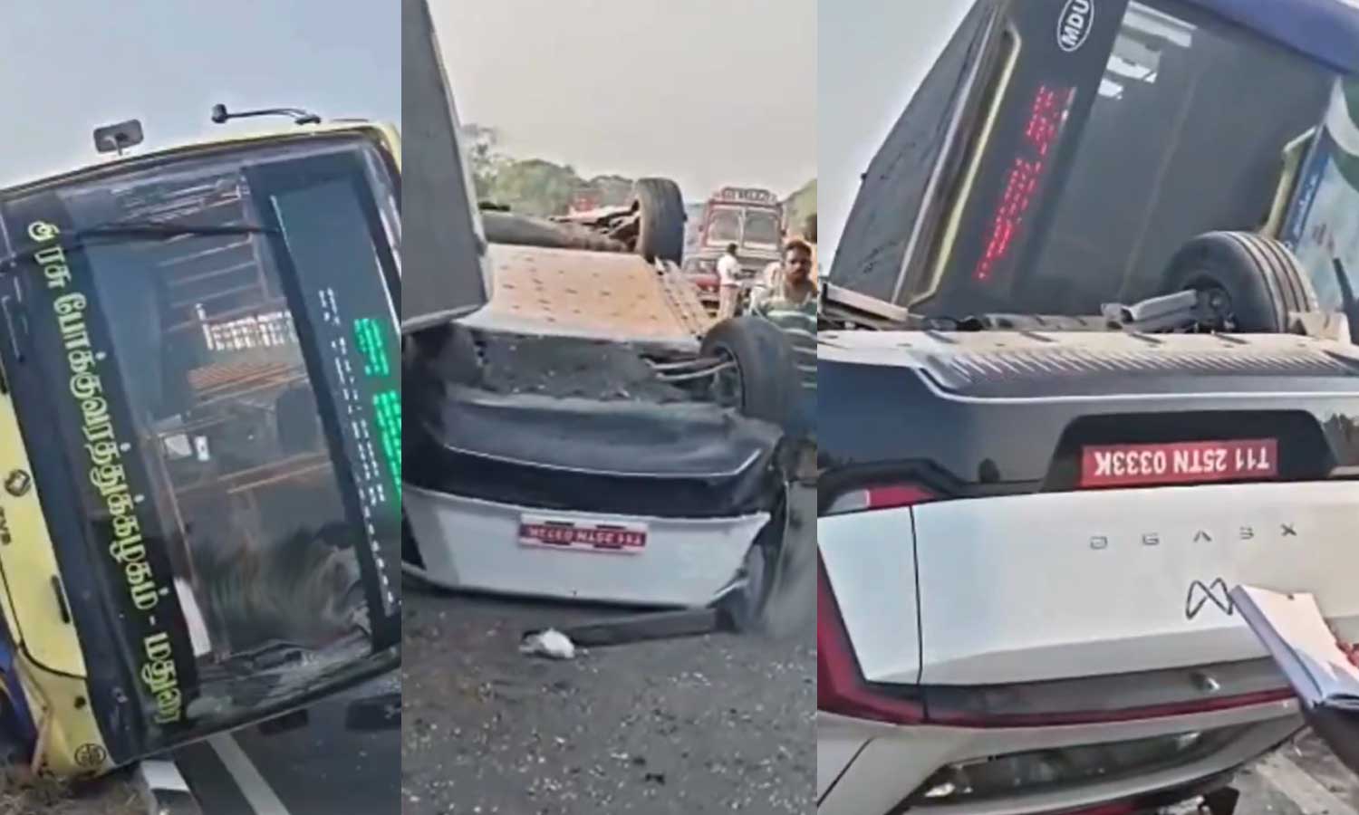 மதுரை- திண்டுக்கல் தேசிய நெடுஞ்சாலையில அரசு பஸ்- கார் மோதி விபத்து: 15-க்கும் மேற்பட்டோர் காயம்