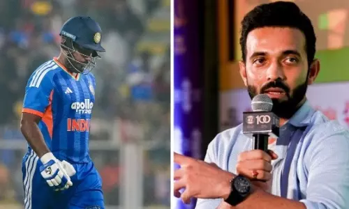 அவரை பார்த்து ஆடாமல் உங்கள் மீது நம்பிக்கை வைத்து விளையாடுங்கள்- சாம்சனுக்கு ரகானே அறிவுரை