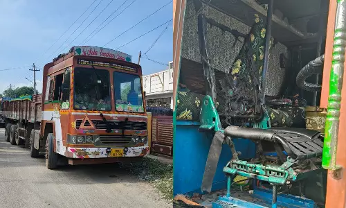 ஆலங்குளம் அருகே லாரி மீது பெட்ரோல் குண்டு வீச்சு - டிரைவர் படுகாயம்