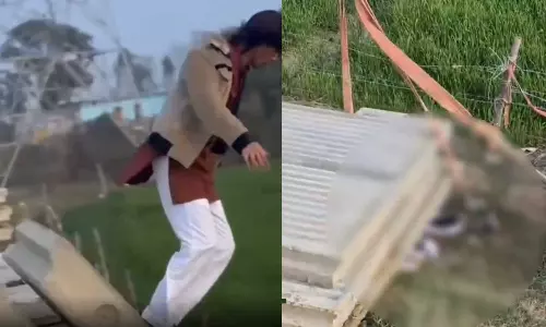 ரீல்ஸ் மோகம்... கான்க்ரீட் பலகை மேலே விழுந்து உயிரை விட்ட இளைஞர்! - அதிர்ச்சி வீடியோ