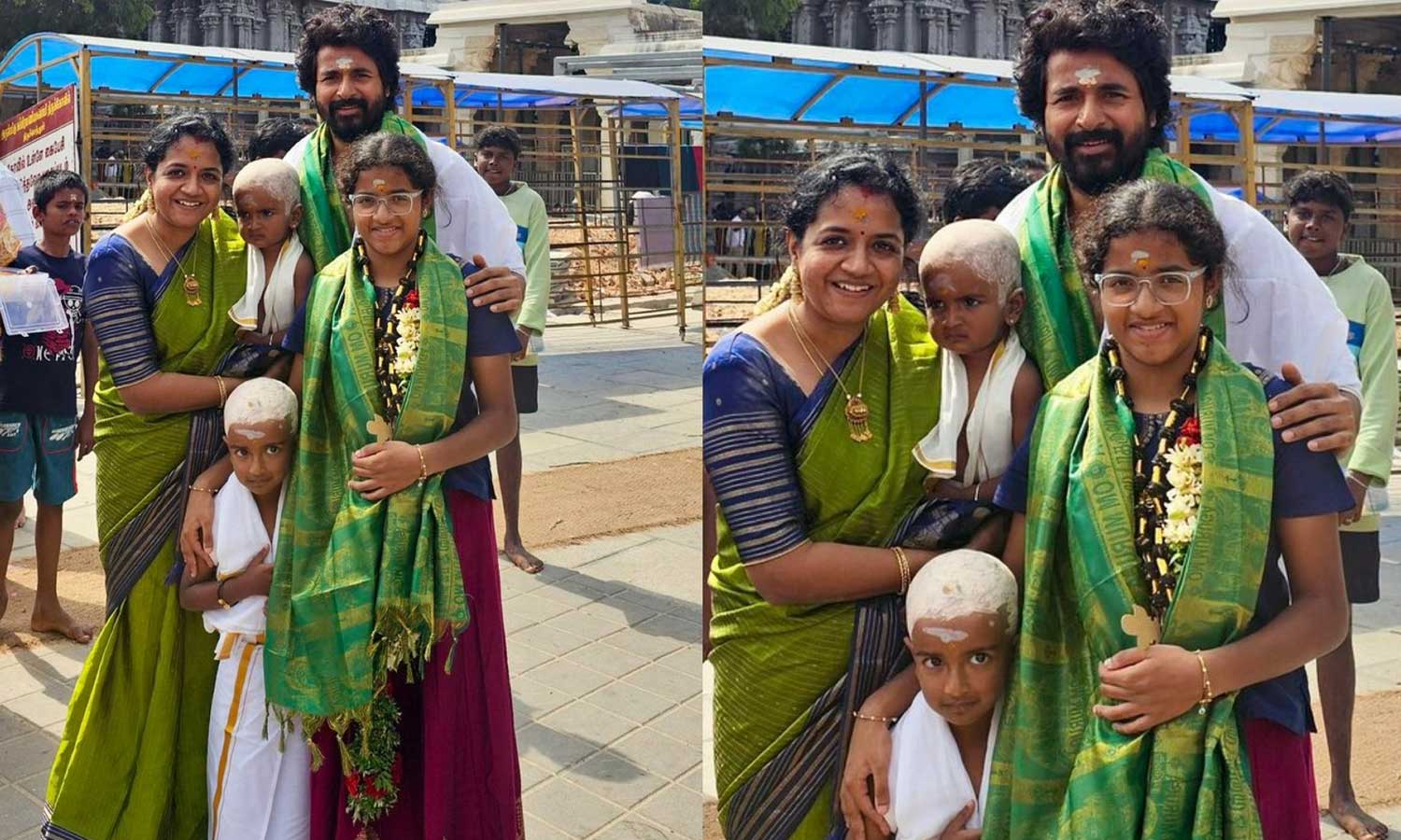 திருச்செந்தூர் முருகன் கோவிலில் மகன்களுக்கு மொட்டை போட்ட சிவகார்த்திகேயன்