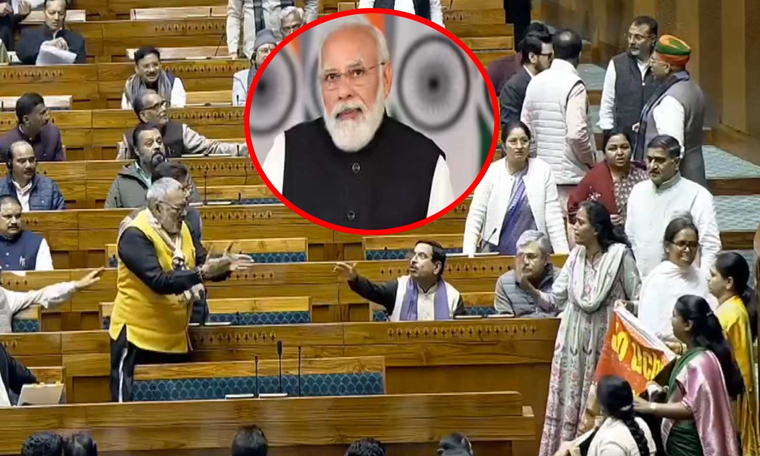 மோடி இருக்கையை முற்றுகையிட்ட காங்கிரஸ் எம்.பி.க்கள் - வீடியோ வெளியிட்ட மத்திய அமைச்சர்