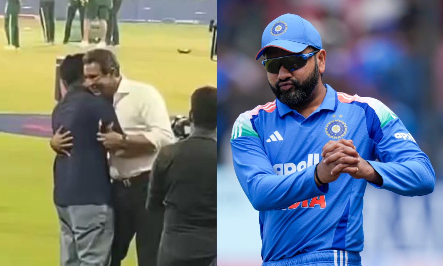 INDvsPAK: முன்னாள் பாகிஸ்தான் வீரரை கட்டியணைத்த ரோகித் சர்மா- வைரலாகும் வீடியோ