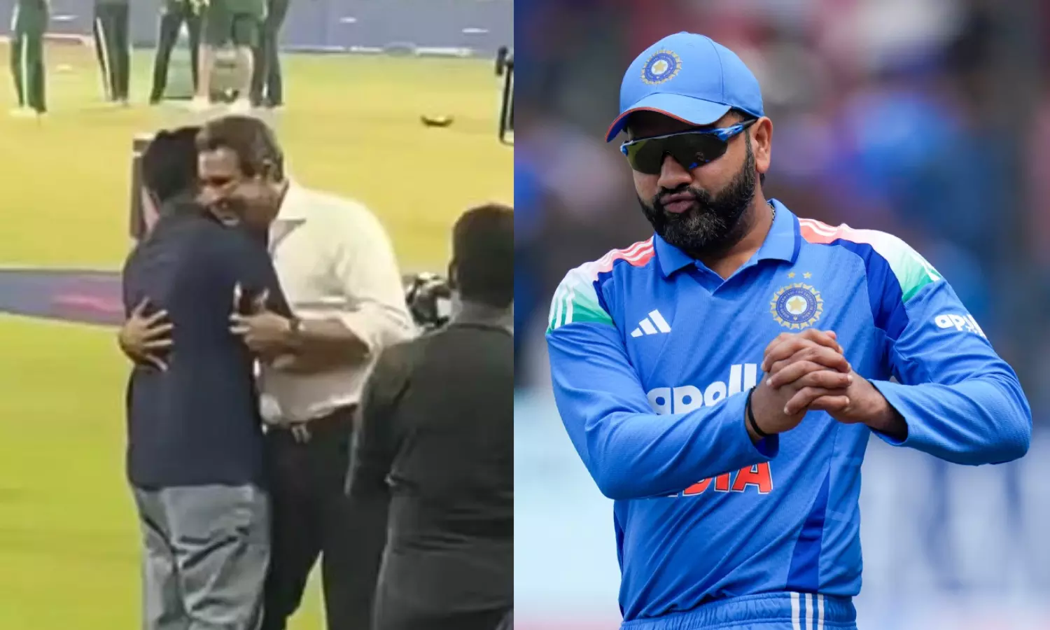 INDvsPAK: முன்னாள் பாகிஸ்தான் வீரரை கட்டியணைத்த ரோகித் சர்மா- வைரலாகும் வீடியோ