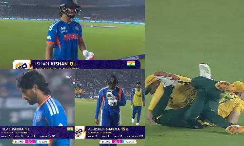 டி20 உலகக் கோப்பை: தென் ஆப்பிரிக்காவிற்கு எதிரான போட்டியில் விக்கெட்டுகளை இழந்து தடுமாறும் இந்தியா