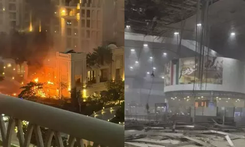 VIDEO: துபாய் மீது ஈரான் தாக்குதல் - சர்வதேச விமான நிலையத்தில் ஒருவர் பலி - பாம் ஜுமேராவில் தீ