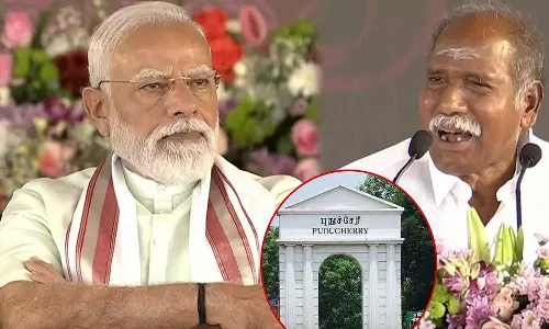 புதுச்சேரிக்கு மாநில அந்தஸ்து கோரி பிரதமர் மோடியிடம் மேடையிலேயே முதலமைச்சர் ரங்கசாமி கோரிக்கை