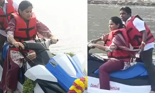 VIDEO: திருவொற்றியூர் படகு குழாமை திறந்து வைத்து வாட்டர் ஸ்கூட்டரில் சவாரி செய்த மேயர் பிரியா