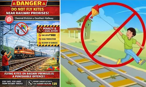 ரெயில் தண்டவாளம் அருகே பட்டம் விடாதீர்கள்- ரெயில்வே எச்சரிக்கை